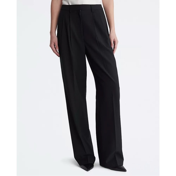 Calvin Klein High Rise Wide Leg Trouser Pants - Picture 1 of 8